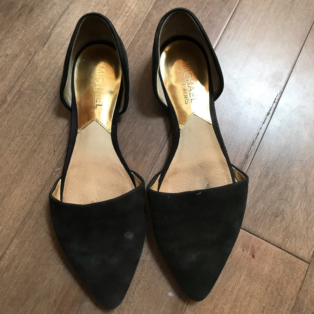 Michael Kors black suede pointy toe flats, 5.5
